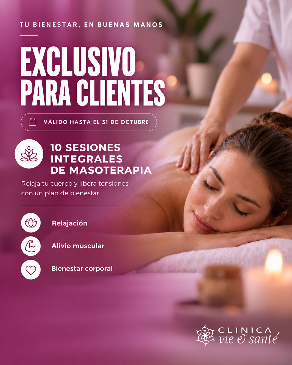 Promo Octubre · 10 sesiones integrales de masoterapia