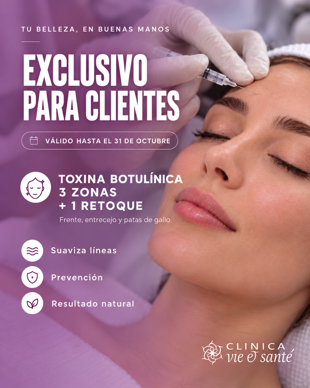 Promo Octubre · Líneas de expresión 3 zonas: frente, entrecejo y patas de gallo